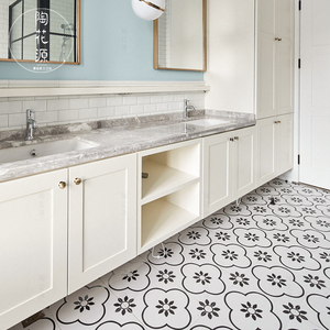 黑白花砖300北欧简约厨卫瓷砖墙砖餐厅卫生间厨房防滑地砖花片