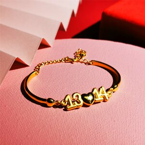 999硬足金1314数字一生一世黄金手链 长长久久定情求婚表白