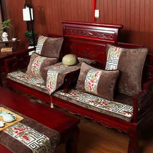 中式红木家具沙发坐垫实木可拆洗布艺罗汉床垫子五件套中国风座垫
