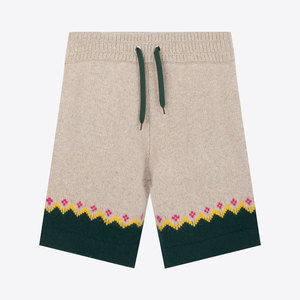 寰宇国际burberry博柏利海报款拼色羊毛抽绳男士针织裤五分裤短裤