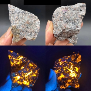 天然火焰石原石方钠石岩浆色荧光矿物奇石地质科普标本收藏摆件