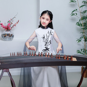 现代儿童古筝服演出服女童古装春夏衣服古筝二胡演出服女孩舞蹈