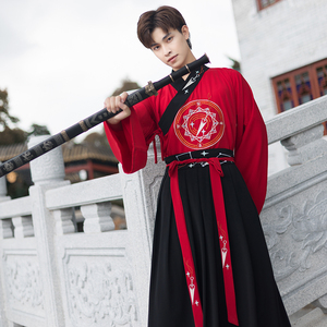 古装汉服男秋明制红色中国风绣花长袖襦裙古风男士道袍【星辰】