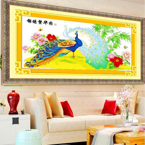 串珠子十字绣大幅孔雀全珠绣客厅新款牡丹花彩珠丝线锦绣繁华穿珠