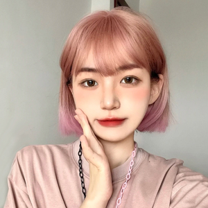 假发短发女夏季网红渐变粉色减龄学生bobo头日系jk少女自然全头套