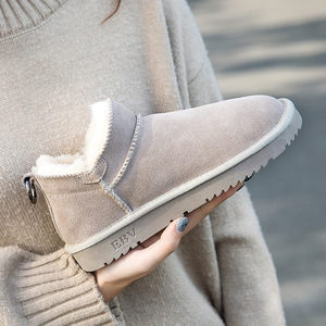 毛毛雪地靴女皮毛一体短款2022年新款洋气冬季矮低帮加绒加厚棉鞋