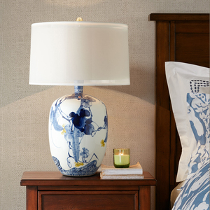 中式台灯卧室床头创意水墨国画古典新中式客厅个性陶瓷床头柜台灯