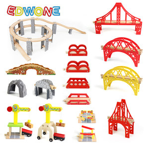 EDWONE榉木木制火车轨道积木玩具散装配件兼容米兔BRIO木轨道火车