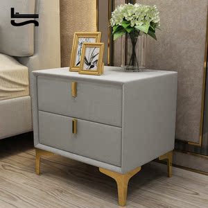 轻奢皮床床头柜现代简约家用卧室简约现代网红极简床头柜可定颜色