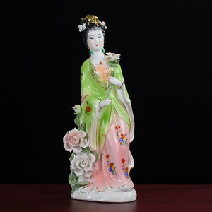 陶瓷何仙姑神像家居客厅供奉镇宅保平安仙子佛像八仙过海工艺摆件