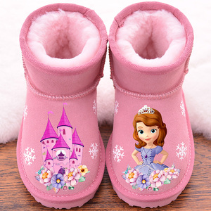 女童雪地靴冬季儿童短靴女加厚公主靴中大童靴子卡通靴2023冬新款