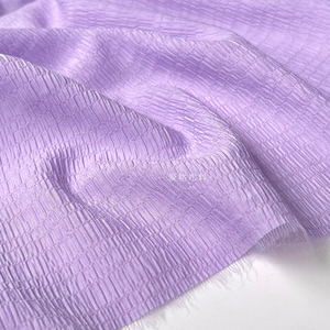 浅紫色 暗条立体肌理褶皱天丝麻亚麻面料衬衫连衣裙汉服旗袍布料