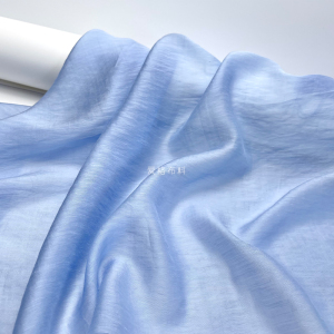 柔软半透 天蓝色超薄苎麻天丝真丝丝麻布料衬衫纱裙汉服春夏面料