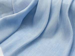 天蓝色 奢华暗纹波纹丝麻褶皱肌理面料连衣裙汉服衬衫春夏布料