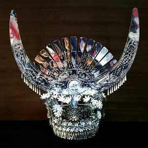 广西贵州苗族侗族银饰牛角头饰帽/表演拍照舞台演出/景区出租