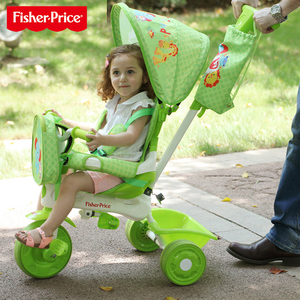 费雪多功能三合一儿童脚踏三轮车手推车自行车可拆装玩具童车