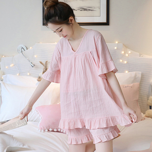 孕妇睡衣夏季两件套女分体短袖短裤大码哺乳套装纯棉薄款产后喂奶