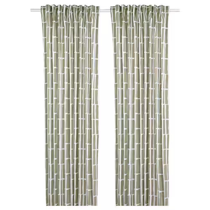 杭州代购IKEA宜家斯考加纳 窗帘，2幅 灰绿色/白色 145x250 厘米