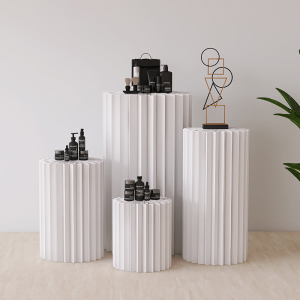 多功能防水展示台折叠纸圆柱中岛台展示架服装展厅化妆品陈列货架