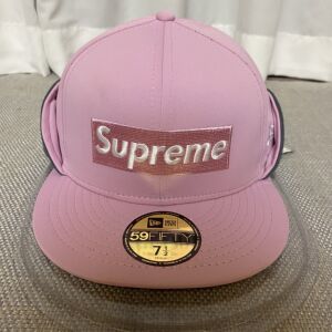 supreme box logo & new era联名 秋冬款粉色棒球帽