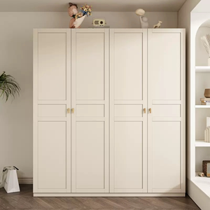 法式奶油风实木衣柜家用卧室现代简约50深二三四五六门白色大衣柜