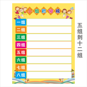 小学班级小组评比栏墙贴 幼儿园积分表可擦写 创意合作黑板贴竖版