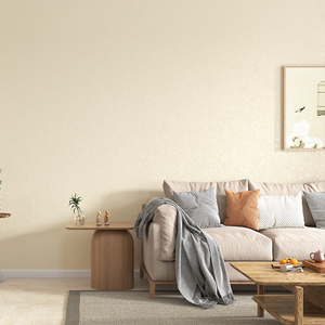 硅藻泥纯色素色墙纸米黄色乳白色现代简约装修服装店背景壁纸防水