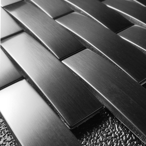 黑色长条金属马赛克瓷砖不锈钢砖酒吧墙贴墙砖吧台收银台背景墙