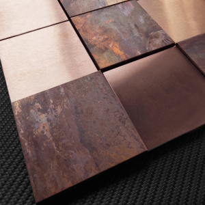 古铜色不锈钢马赛克瓷砖复古金属墙贴砖方砖背景墙仿古墙砖铁锈砖