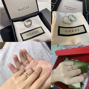 21新款代购gucci古奇古驰戒指对戒纯银情侣珐琅blind for love女