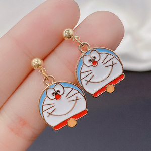 哆啦a梦s925银针滴釉耳环耳钉2021新潮款高级感卡通个性简约可爱