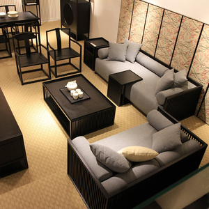 新中式茶楼家具禅意沙发组合