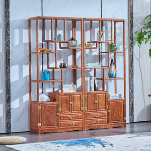 红木家具博古柜书架组合现代中式 实木仿古隔断柜刺猬紫檀置物架