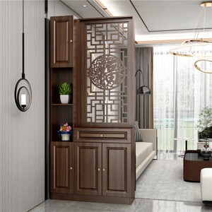 新中式屏风隔断玄关柜鞋柜一体客厅门入户门遮挡装饰简约