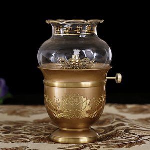 苏油灯供佛灯纯铜防风调光液体酥油灯家用复古老式殊油灯佛前油灯