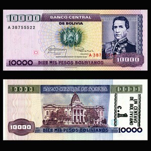 美洲-全新 unc 玻利维亚 10000比索  纸币  外国  外币