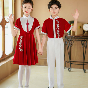 六一儿童朗诵合唱演出服中式国风舞蹈服中小学生大合唱团表演礼服