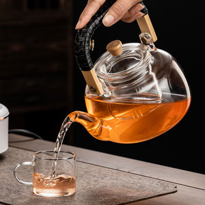 耐热玻璃茶壶蒸煮一体可加热煮茶器泡茶壶茶水分离冲茶器过滤单壶