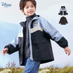 迪士尼男童可拆卸羽绒服冲锋衣摇粒绒儿童外套秋冬装新款防风防雨
