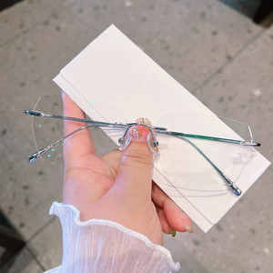 万金宝眼镜魅影巴苏兰旗钻石切边无框眼镜架近视防蓝光复古男女款