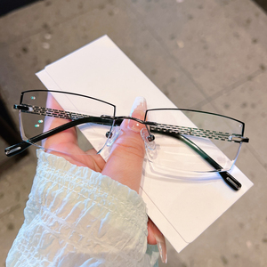 万金宝魅影巴苏兰旗钻石切边无框眼镜架近视防蓝光防辐射男女时尚