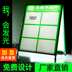 驻守板发光房产信息广告牌展示牌中介房源展板双面人字板展架折叠