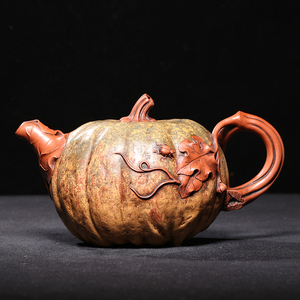 台湾回流老紫砂壶紫砂一厂大师高建芳制段泥全手工双色皱皮南瓜