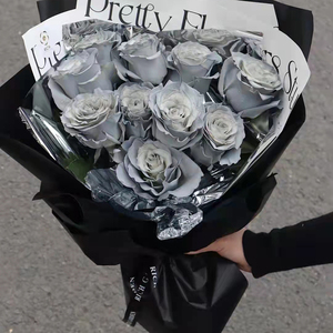 新品情人节厄瓜多尔金属感银色玫瑰生日上海宁波杭州鲜花同城速递