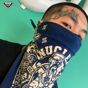old school奇卡诺小老头藏青色西海岸风格嘻哈方巾哈雷机车大面巾