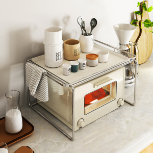 韩式厨房微波炉置物架ins风巴慕达电烤箱架子小家电餐盘调料收纳
