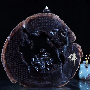 雍容贵府黑檀弥勒佛倒流香摆件倒流双用创意家居佛具送礼收藏