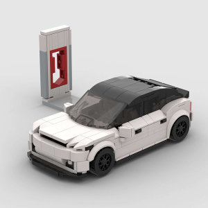 特斯拉model3模型跑车diy积木兼容乐高moc小颗粒益智拼搭玩具解压