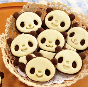 可爱熊猫曲奇饼干模具套装 烘焙双色饼干模 翻糖压模 卡通饼干模