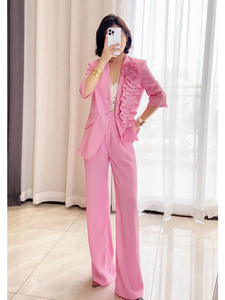 套装2023新款夏季甜酷风气质女装高级感港风女神范粉色西装两件套